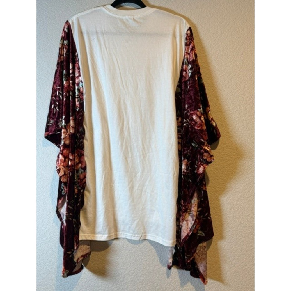 Fleetwood Mac Rumours Upcycled Top Floral Velvet Kimono Sleeves OOAK O/S Boho - Picture 4 of 5